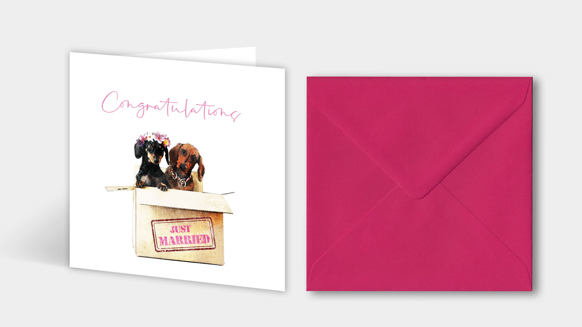 Miniature Dachshunds Wedding Card