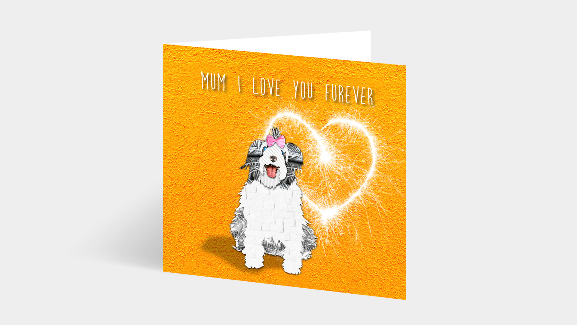 Mothers Day Old English Sheepdog Card